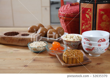moon cake and ingredient moon cake and ingredient 32635370