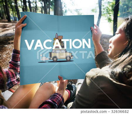 People with illustration of discovery journey road trip traveling 32636682