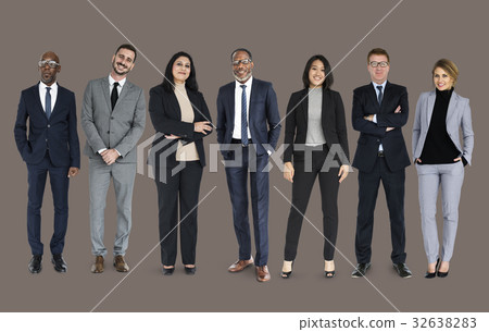 Diverse Business People Set Gesture Studio Isolated 32638283