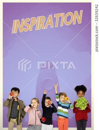 Group of school kids with aspiration word graphic 32639242