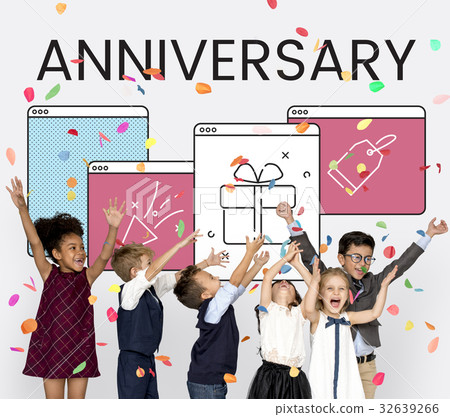 Illustration of anniversary celebration surprise interface 32639266