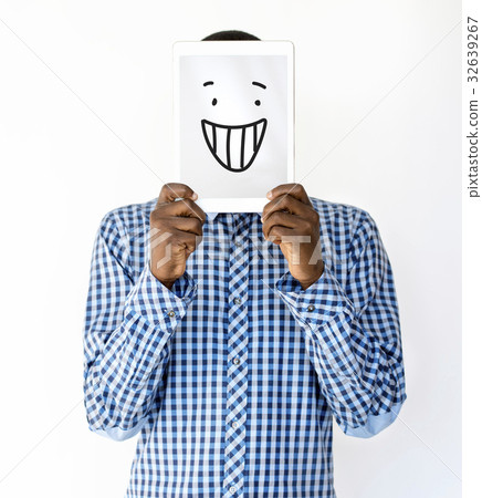 Illustration of smiley face on banner 32639267