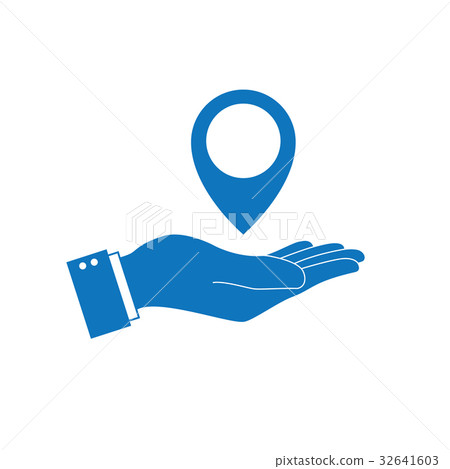 Map point icon on hand Map point icon on hand 32641603