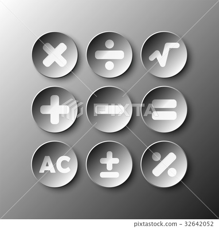 Simple black 3d circle paper of calculator sign 32642052