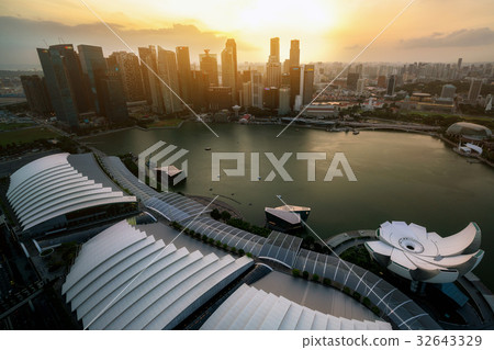 Singapore Skyline at Marina Bay from Aerial View Singapore Skyline at Marina Bay from Aerial View 32643329