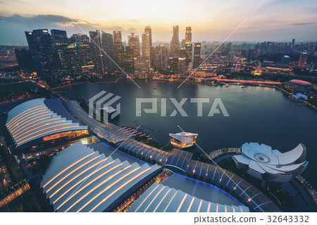 Singapore Skyline at Marina Bay from Aerial View Singapore Skyline at Marina Bay from Aerial View 32643332