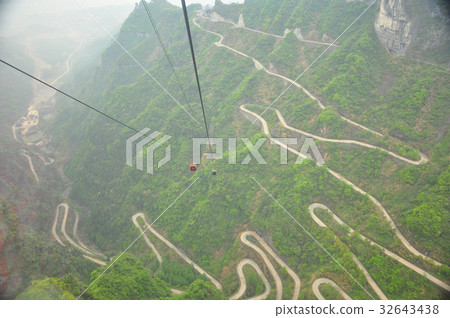 Mountains in Zhangjiajie, China. Cable Car View. 32643438