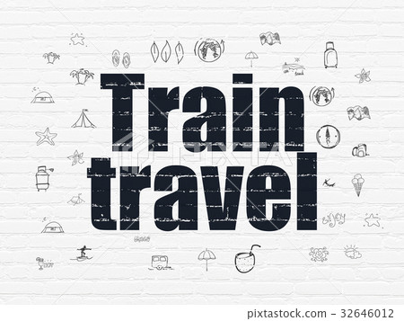 Vacation concept: Train Travel on wall background Vacation concept: Train Travel on wall background 32646012