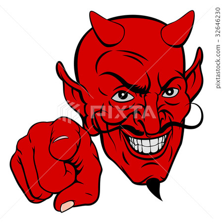 Devil Pointing Cartoon Character - Stock Illustration [32646230] - PIXTA