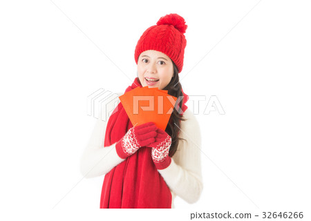asian happy to receive luck money in red envelope asian happy to receive luck money in red envelope 32646266