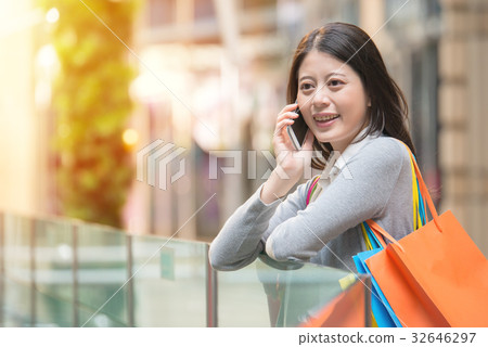 fashion woman shopping bags and smart phone fashion woman shopping bags and smart phone 32646297