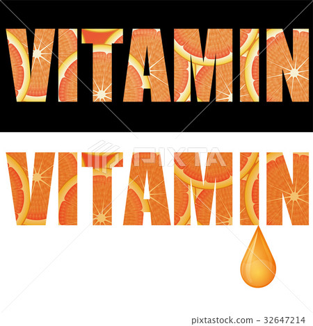 VITAMIN rich image of vitamins | Orange in letters 32647214