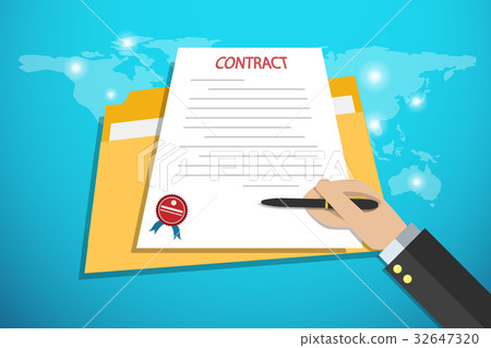businesshand holding pen to signing contract - Stock Illustration ...