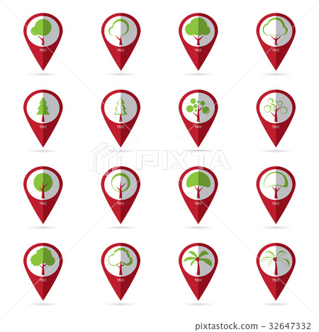 tree icons with location icon tree icons with location icon 32647332