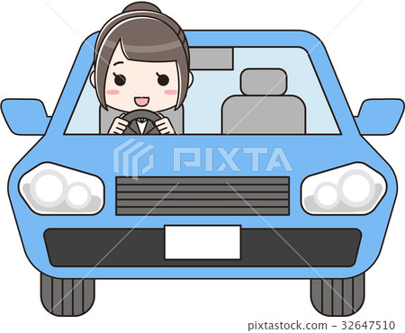 駕駛汽車的衣服的一名婦女 駕駛汽車的衣服的一名婦女 32647510
