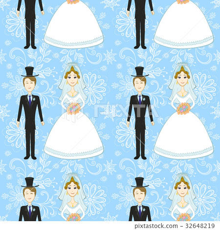 Bride and Groom Seamless Pattern 32648219