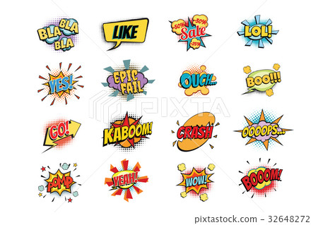 set of colorful comic speech bubbles shape 32648272