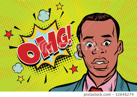 omg pop art African man surprise illustration 32648274