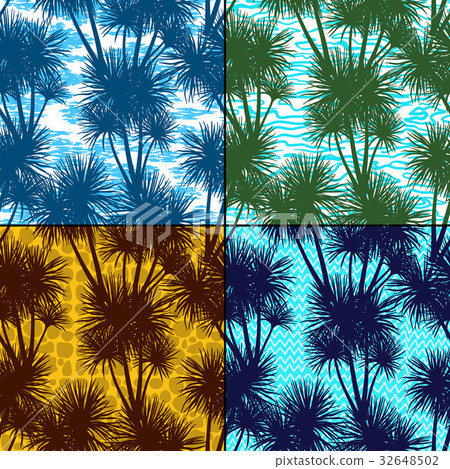 Tropical Palms Silhouettes Seamless Tropical Palms Silhouettes Seamless 32648502