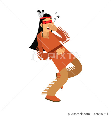 Native american indian girl in traditional costume 32648981