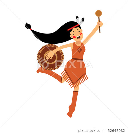 Native american indian girl in traditional costume Native american indian girl in traditional costume 32648982
