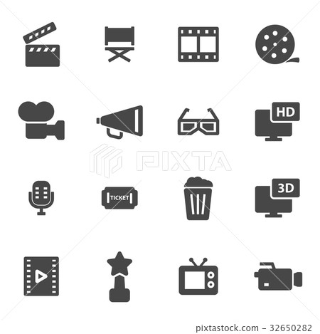 Vector black movie icons set - Stock Illustration [32650282] - PIXTA