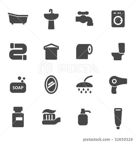 Vector black bathroom icons set - Stock Illustration [32650328] - PIXTA