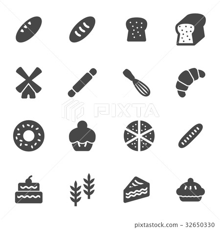 Vector black bakery icons set - Stock Illustration [32650330] - PIXTA
