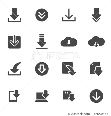 Vector black download icons set 32650344