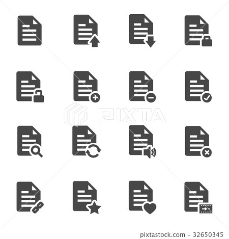 Vector black document icons set 32650345