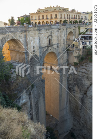 View of Ronda old stone bridge, Malaga, Spain 32651675