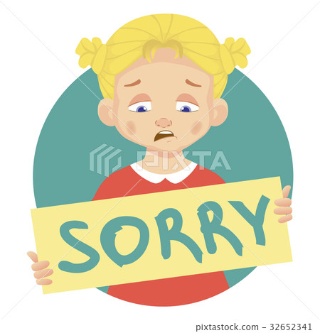 Sad girl holding sorry poster 32652341