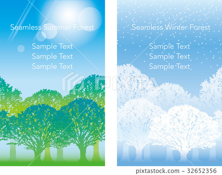 無縫四季森林夏季和冬季 32652356