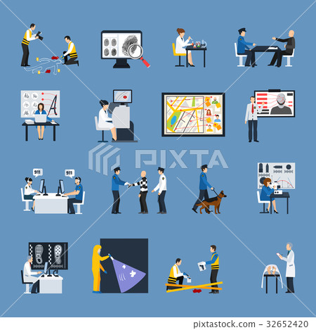 Crime Investigation Flat Icons Set Crime Investigation Flat Icons Set 32652420
