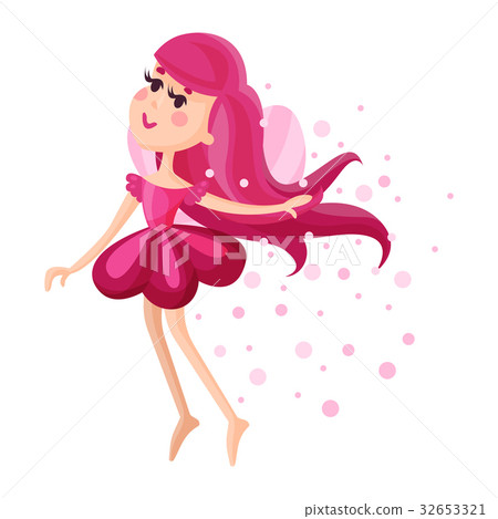 Beautiful fairy with wings, long hair and dress in 32653321