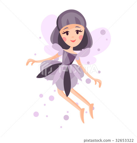 Beautiful fairy with wings, long hair and dress in 32653322