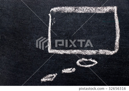 White chalk drawing as bubble speech White chalk drawing as bubble speech 32656316