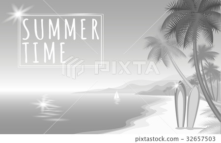 Summer sea palm beach gray white monochrome web Summer sea palm beach gray white monochrome web 32657503