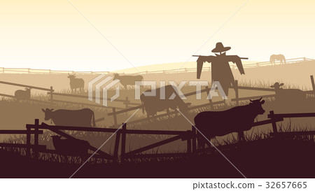 Horizontal illustration of farm pets. 32657665