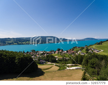 AERIAL view of Attersee lake, Upper Austria, AERIAL view of Attersee lake, Upper Austria, 32657779