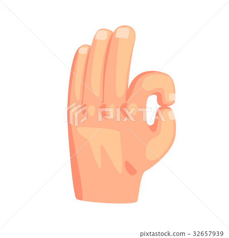Hand showing ok sign gesture cartoon vector Hand showing ok sign gesture cartoon vector 32657939
