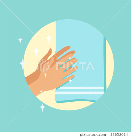Drying hands with a towel round vector Drying hands with a towel round vector 32658014