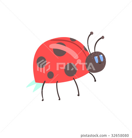 Cute cartoon red ladybug character vector - Stock Illustration ...
