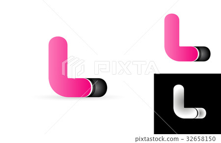 pink black alphabet letter logo vector icon design - Stock Illustration ...