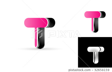 pink black alphabet letter logo vector icon design - Stock Illustration ...