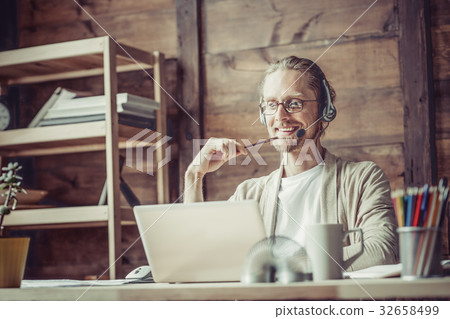 Freelancer man participating in business Freelancer man participating in business 32658499