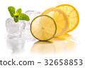 Ice cubes, lime, lemon and orange 32658853