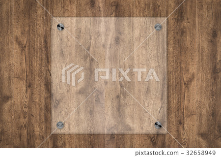 glass board or acrylic frame on wooden background 32658949