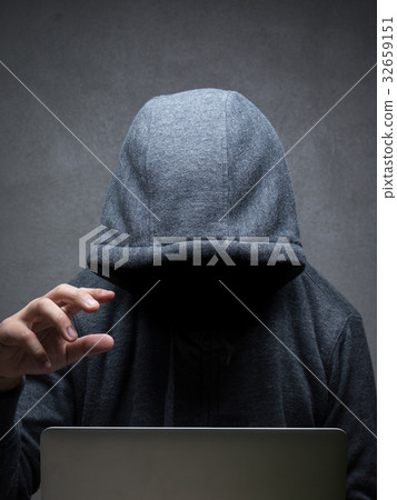 hacker with computer notebook hacker with computer notebook 32659151