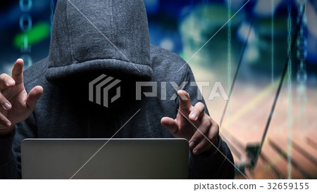 hacker with computer notebook hacker with computer notebook 32659155